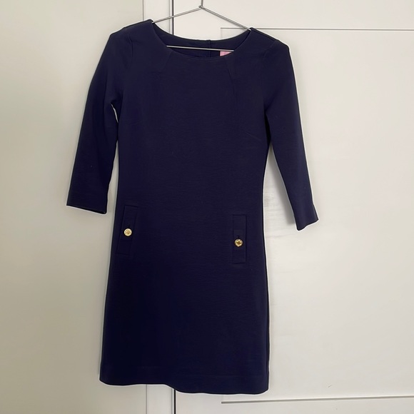 Lilly Pulitzer Charlene Boatneck Navy Dress XS - Picture 3 of 5